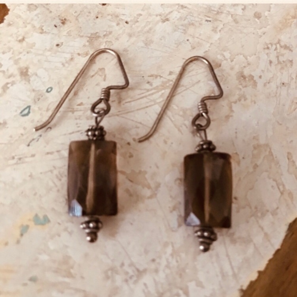 Sterling and smokey quartz earrings